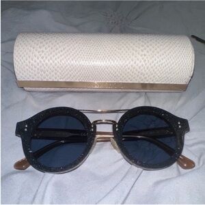 Jimmy Choo Glitter Black Sunglasses with Cream Case
